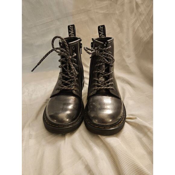 Dr Martens Boots Kids Size 3 Metallic Gray - Picture 3 of 10